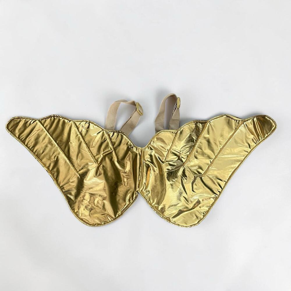 Gold Metallic Butterfly Costume Wings Adjustable Straps Halloween One Size